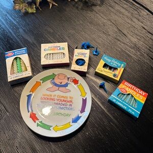 Ziggy 1983 Birthday plate and vintage Candles